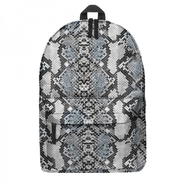 Snake Skin Pattern Backpack, Daily Use Pattern Backpack, Comfortable Casual Daypack, Gray 700450