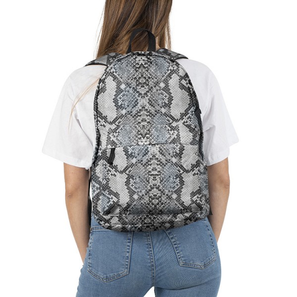 Snake Skin Pattern Backpack, Daily Use Pattern Backpack, Comfortable Casual Daypack, Gray 700450