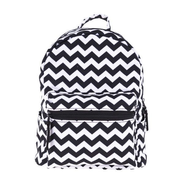 Sawtooth Pattern Mini Backpack Black and White, 3D Pattern Daily Use Backpack, Comfortable Casual Daypack For Women and Children