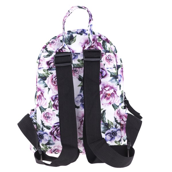 Purple Flowers Pattern Mini Backpack, 3D Pattern Daily Use Backpack, Comfortable Casual Daypack For Women and Children