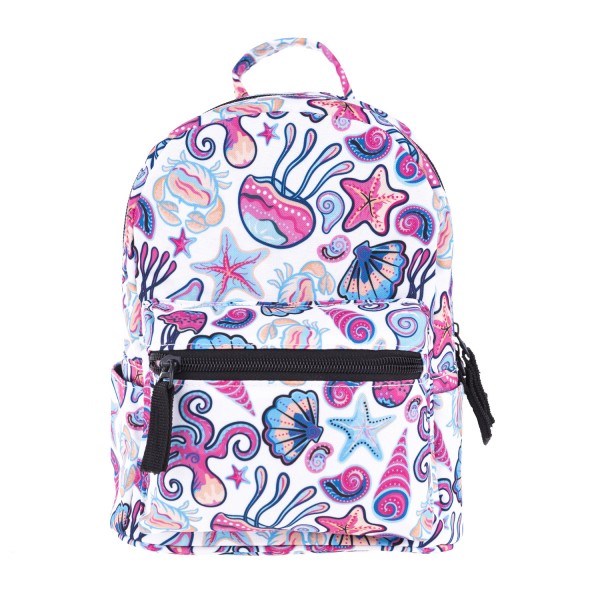 Marine Organism Pattern Mini Backpack, 3D Pattern Daily Use Backpack, Comfortable Casual Daypack For Women and Children