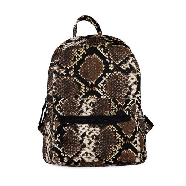Snake Skin Pattern Mini Backpack, 3D Pattern Guns Daily Use Backpack, Comfortable Casual Daypack For Women and Children, Dark Brown 602809