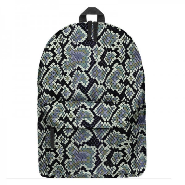 Snake Skin Pattern Backpack, Daily Use Pattern Backpack, Comfortable Casual Daypack, Black 602783