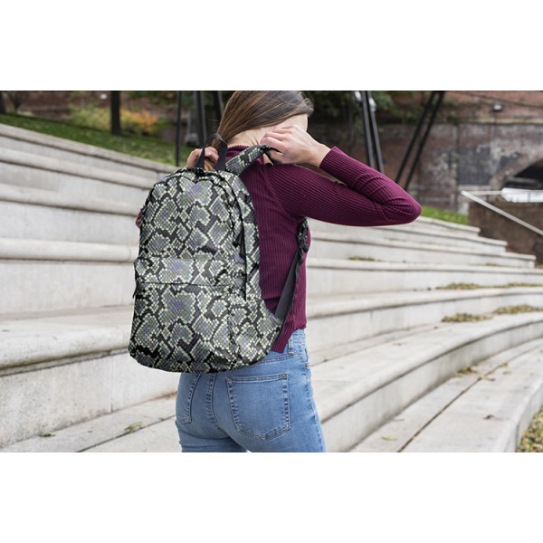 Snake Skin Pattern Backpack, Daily Use Pattern Backpack, Comfortable Casual Daypack, Black 602783