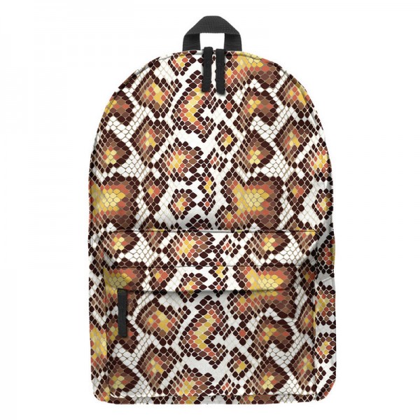 Snake Skin Pattern Backpack, Daily Use Pattern Backpack, Comfortable Casual Daypack, Brown 602782