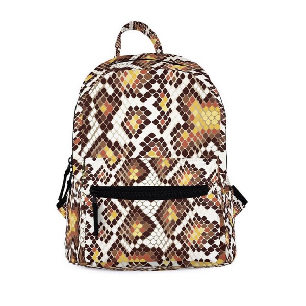 Snake Skin Pattern Mini Backpack, 3D Pattern Guns Daily Use Backpack, Comfortable Casual Daypack For Women and Children, Brown 602802